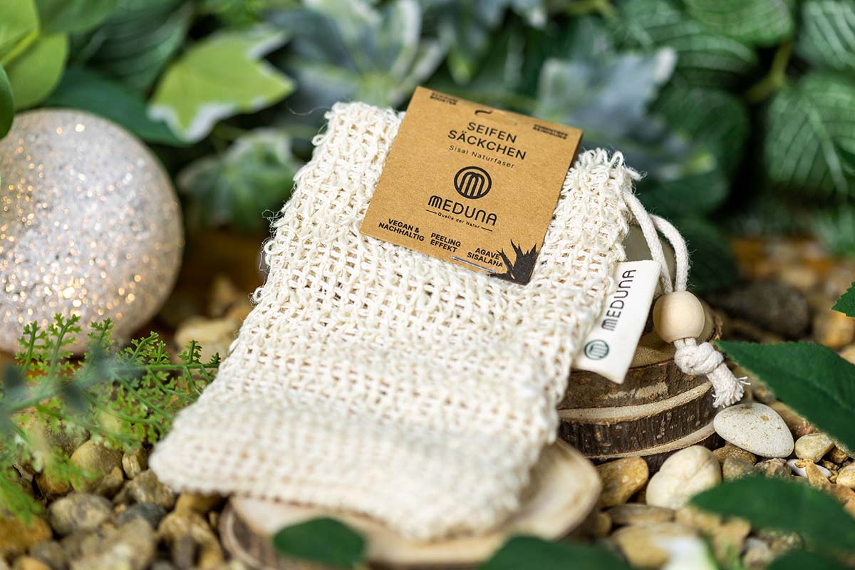 Bolsas de jabón hechas de fibra natural de sisal.
